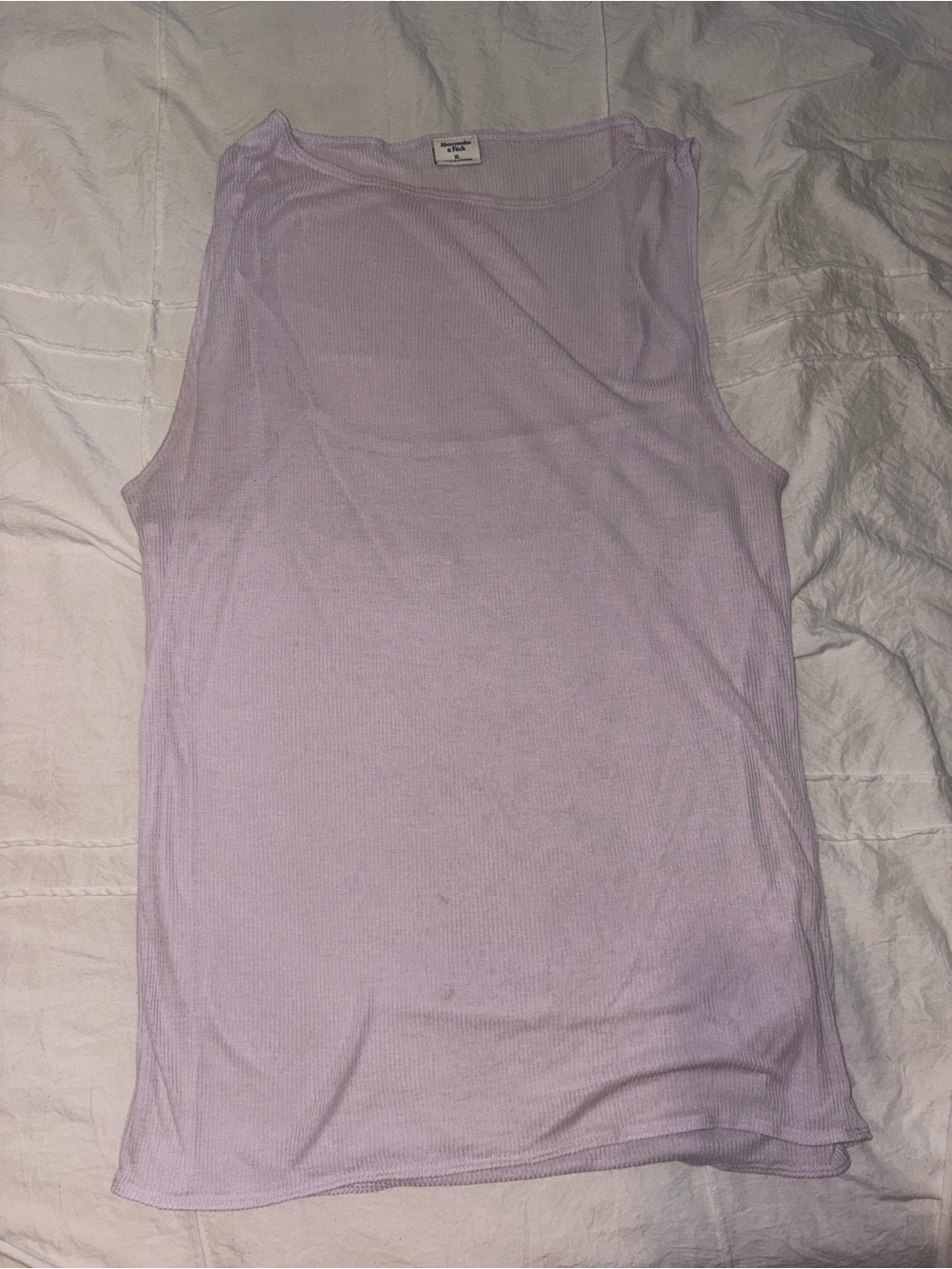 Abercrombie & Fitch Light Lilac Sheer Panel Ribbed Tank Top